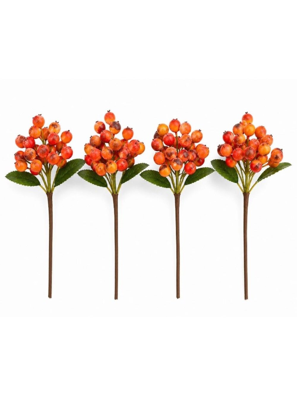 Orange Berry Stems Set of 4 Artificial Fall Berry Picks Autumn Berry Branch